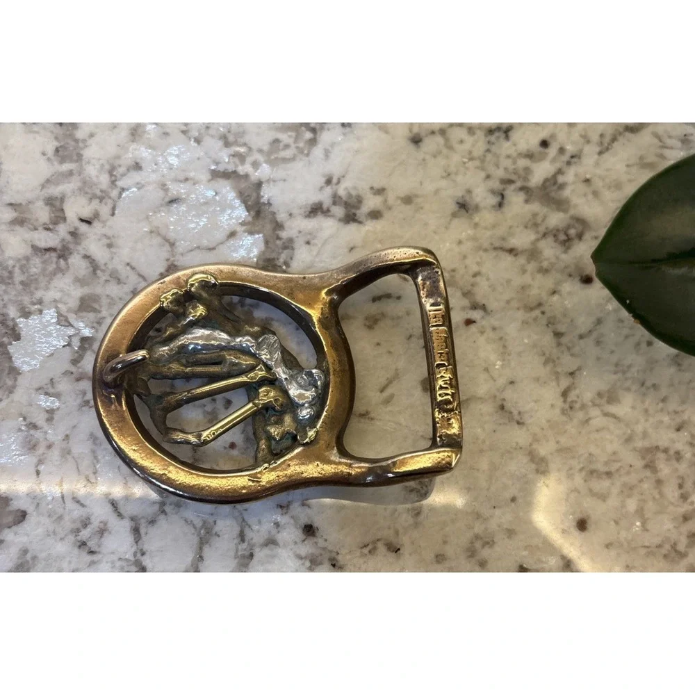 The Master Works Belt Buckle Brutalist‎ Vintage 1970s Brass Mixed Metals fashion